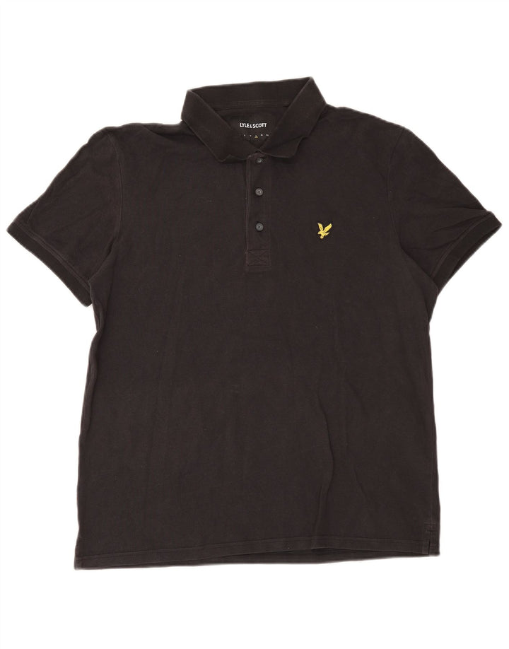 Lyle & Scott Herren-Poloshirt, groß, schwarze Baumwolle