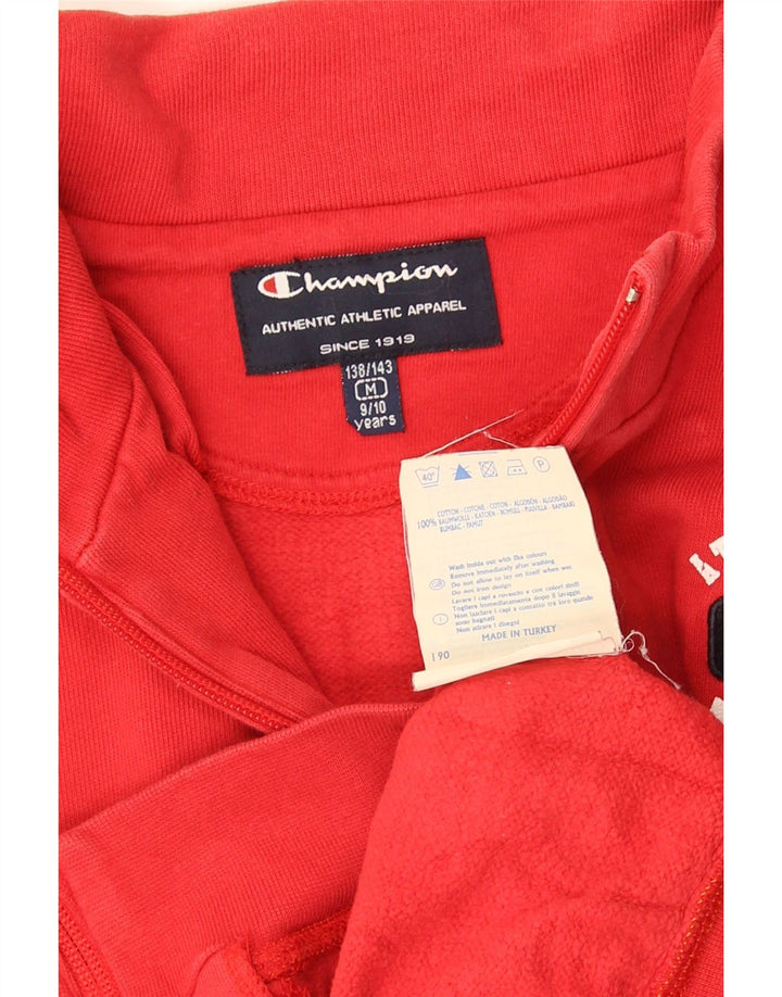 CHAMPION Jungen-Trainingsanzug, Oberjacke, 9–10 Jahre, mittelrote Baumwolle