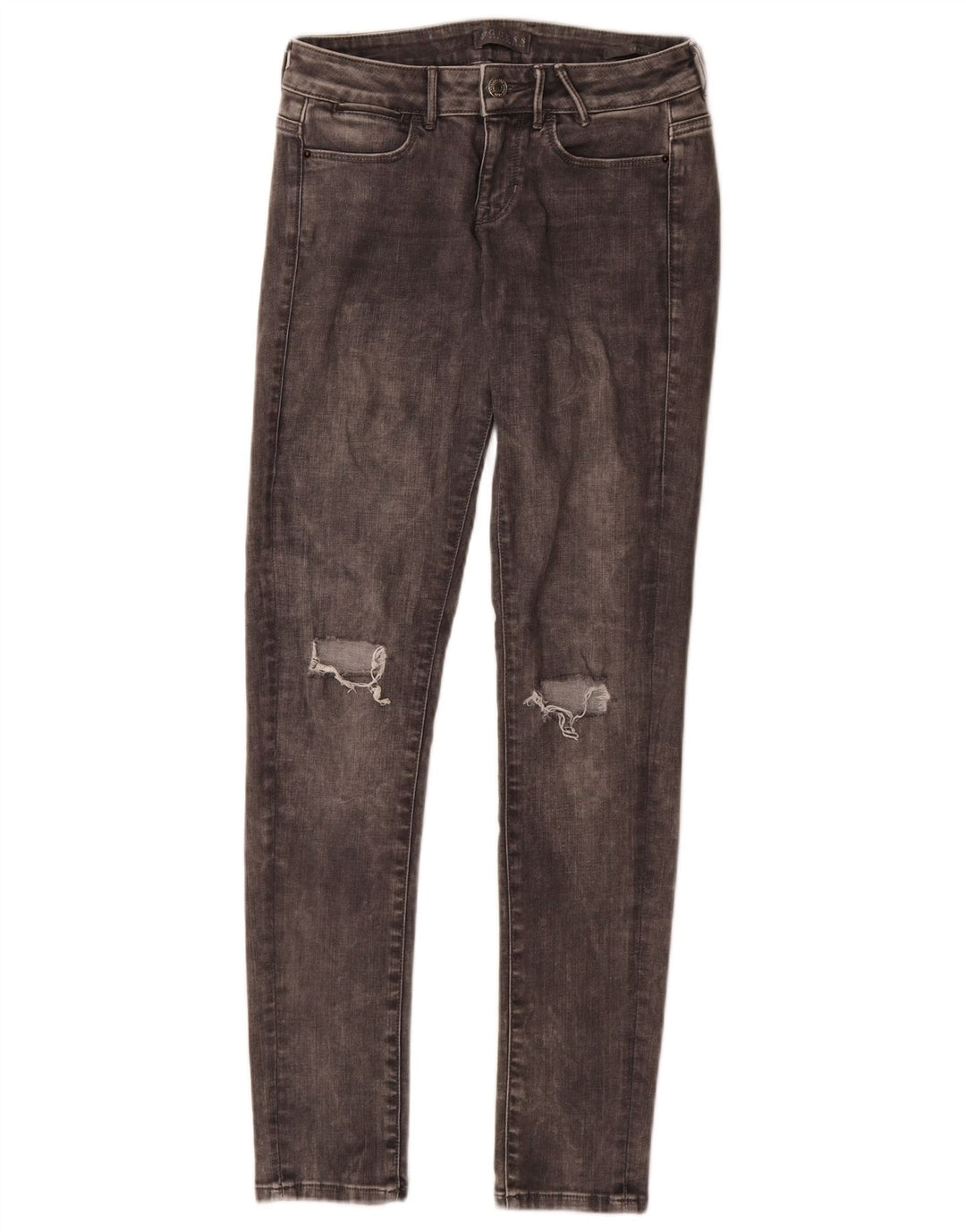 Guess Damen Distressed Skinny Jeans W27 L32 Graue Baumwolle