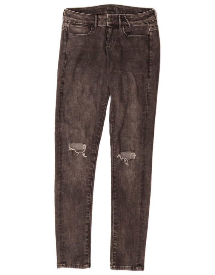 Guess Damen Distressed Skinny Jeans W27 L32 Graue Baumwolle