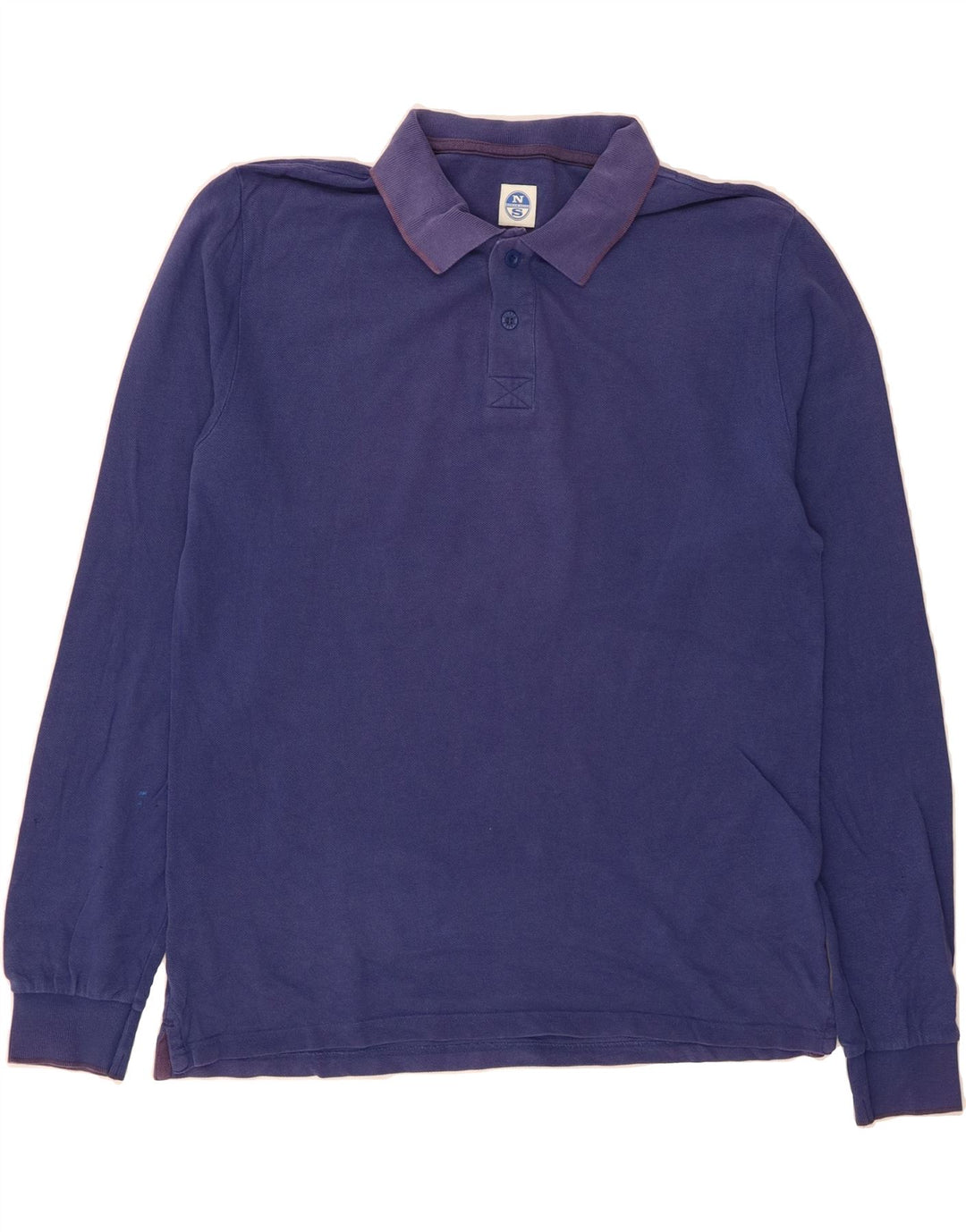 NORTH SAILS Mens Long Sleeve Polo Shirt Medium Blue Cotton Vintage North Sails and Second-Hand North Sails from Messina Hembry 