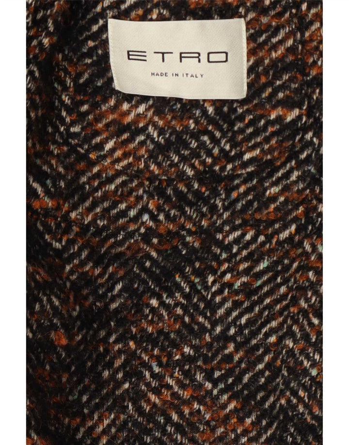 Etro Herrenmantel IT 52 XL Brown Herringbone Wool Classic