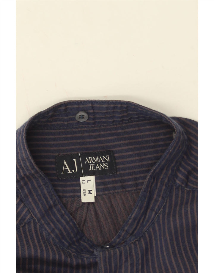 Armani Jeans Herrenhemd, groß, marineblau, Nadelstreifen