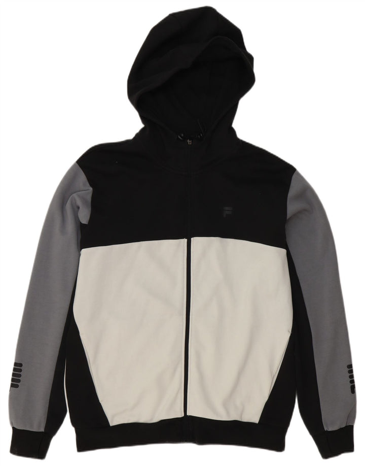 Fila Herren-Kapuzenpullover mit Reißverschluss, groß, Schwarz, Farbblock