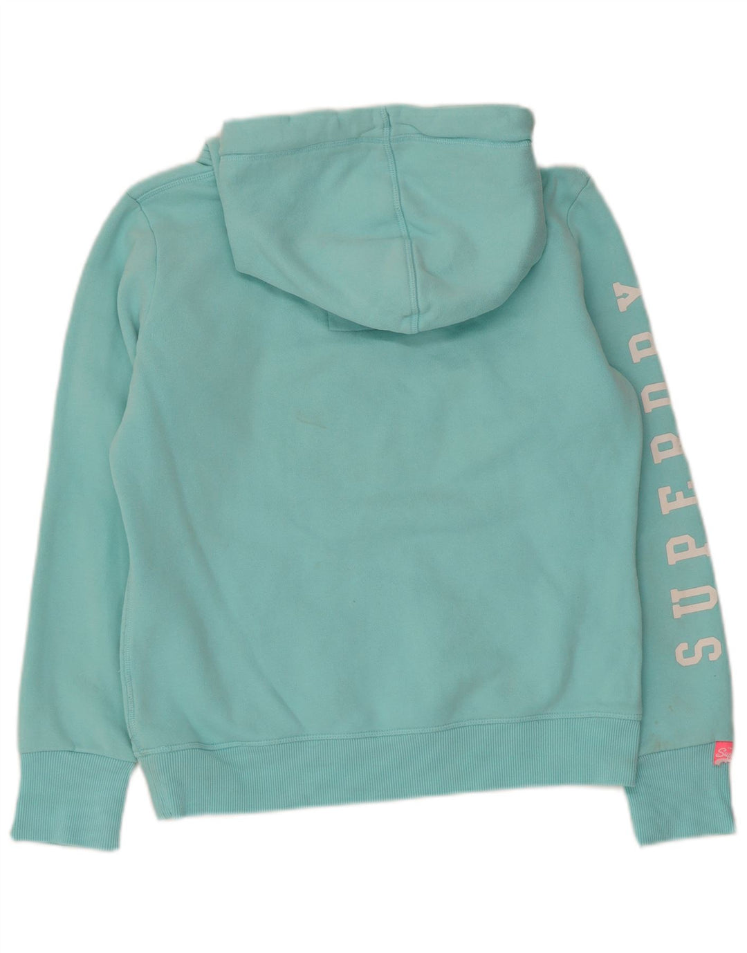 SUPERDRY Damen-Pullover mit übergroßem grafischem Kapuzenpullover, Gr. 10, Größe S, Türkis