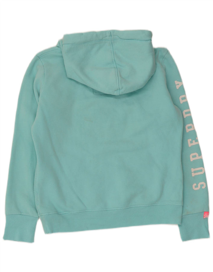 SUPERDRY Damen-Pullover mit übergroßem grafischem Kapuzenpullover, Gr. 10, Größe S, Türkis