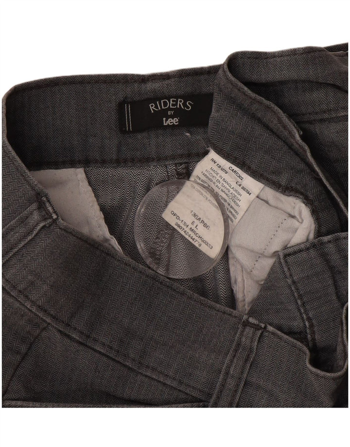 LEE Damen Riders Freizeithose US 8 Medium W30 L32 Graues Fischgrätenmuster