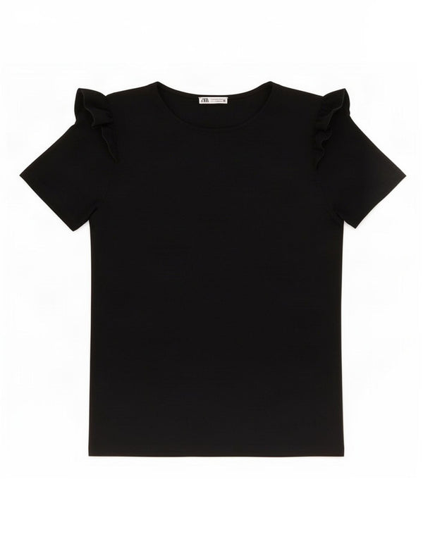 Zara Damen Blusenoberteil UK 12 Medium Schwarz Polyester