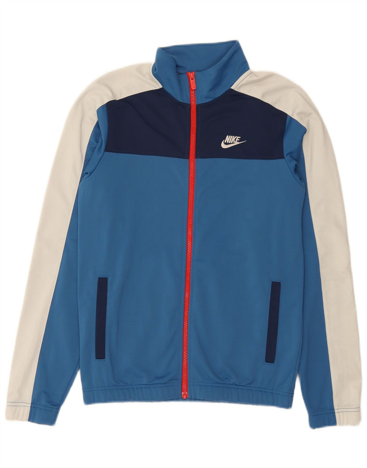Nike Herren-Trainingsanzugoberteil, XS, blaues Colourblock-Polyester