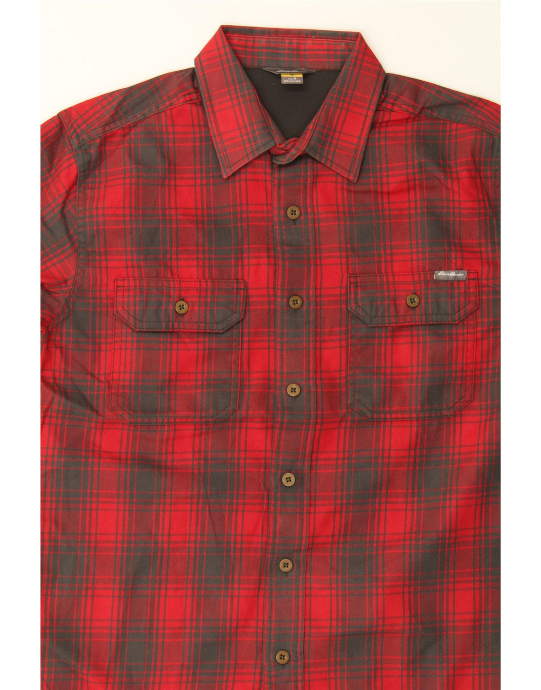 EDDIE BAUER Mens Shirt Small Red Check Polyester Vintage Eddie Bauer and Second-Hand Eddie Bauer from Messina Hembry 