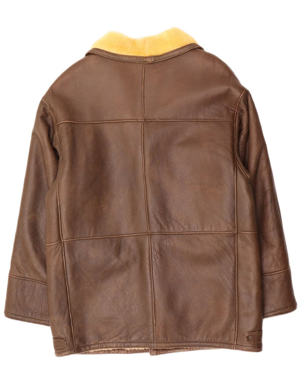Vintage Herren Shearling Overcoat UK 40 Large Braun