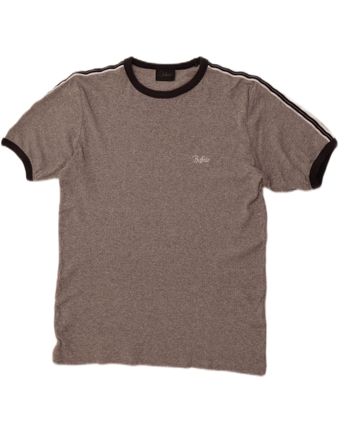 BUFFALO Herren-T-Shirt-Oberteil aus mittelgrauer Baumwolle