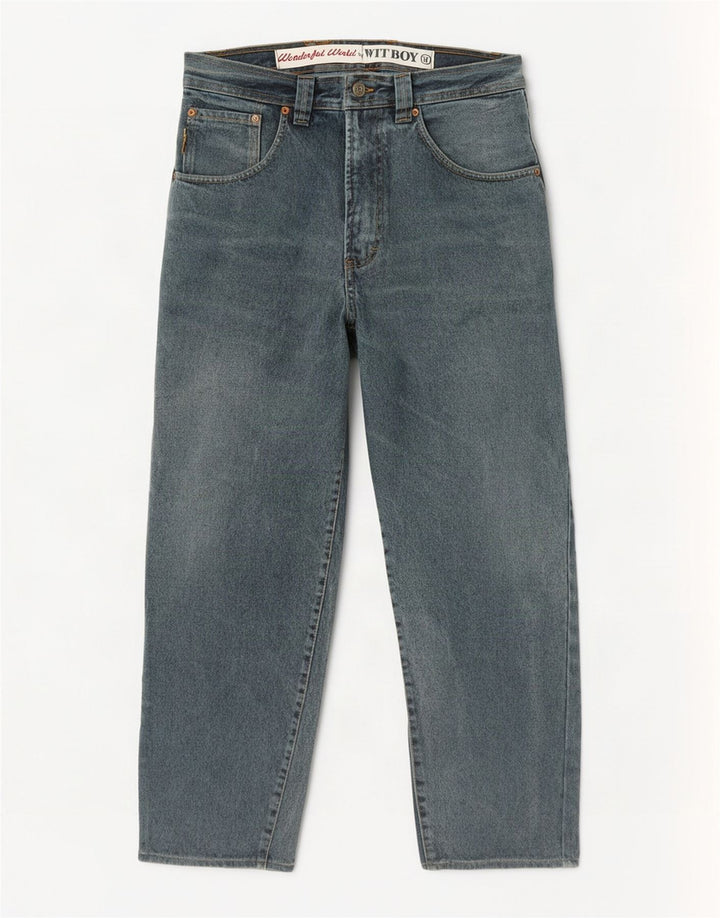 Wit Boy Herren-Jeans mit hoher Taille, schmal zulaufend, W31, L29, Blau