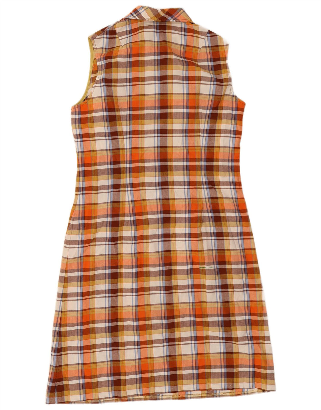 Vintage Damen Ärmelloses Etuikleid IT 42 Mittelorange kariertes Polyester