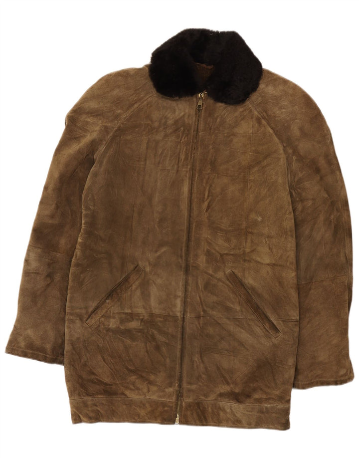 Vintage Herren Wildlederjacke UK 38 Mittelbraunes Leder