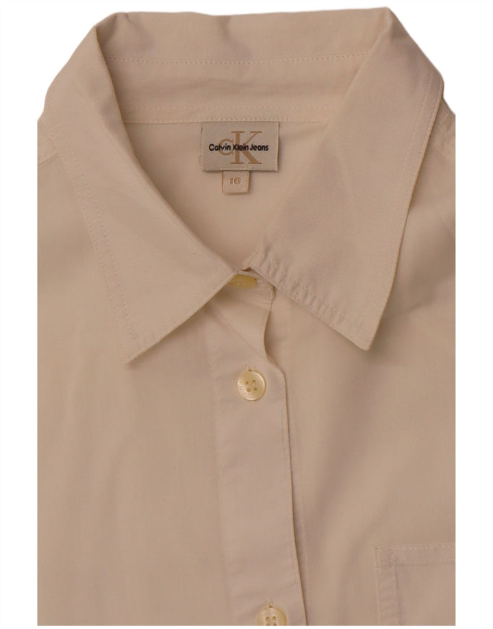 CALVIN KLEIN JEANS Damen 3/4-Ärmel-Hemd UK 16 Large Off White