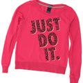 Nike Womens Graphic Sweatshirt Pullover UK 12 Mittelrosa Baumwolle
