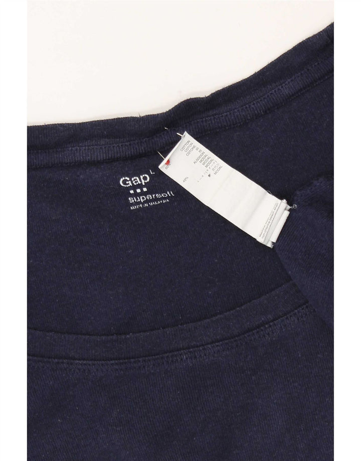 Gap Damen Top Langarm UK 14 Large Marineblau Baumwolle