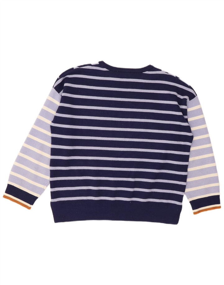 WHITE STUFF Damen-Pullover mit Rundhalsausschnitt, Gr. 40, Größe L, Marineblau gestreift