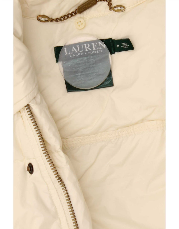 Ralph Lauren Damen Wattierter Mantel UK 14 Medium Off White Nylon