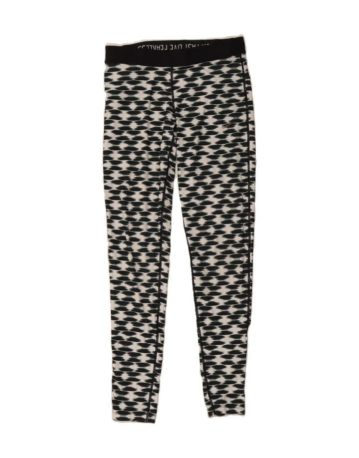 NIKE Womens Dri Fit Abstract Pattern Leggings UK 14 Medium Black Polyester Vintage Nike and Second-Hand Nike from Messina Hembry 