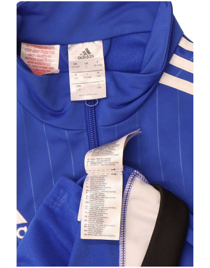 Adidas Jungen-Trainingsanzug-Top-Jacke, 13–14 Jahre, blaues Colourblock-Polyester
