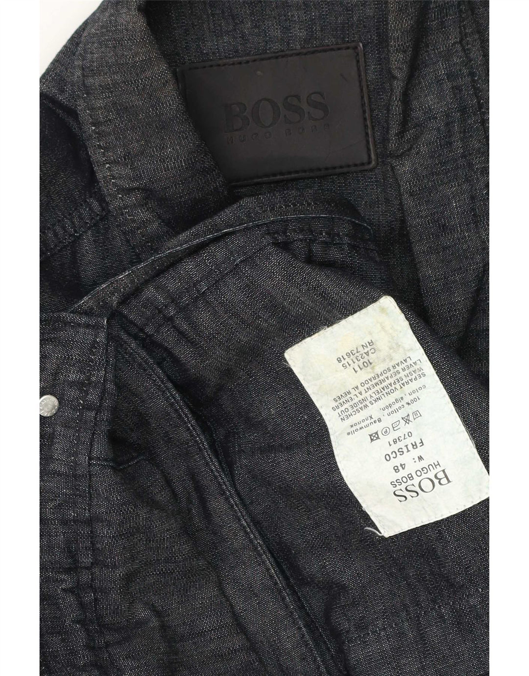 Hugo Boss Herren-Utility-Jacke IT 48 Mittelmarineblaue Baumwolle