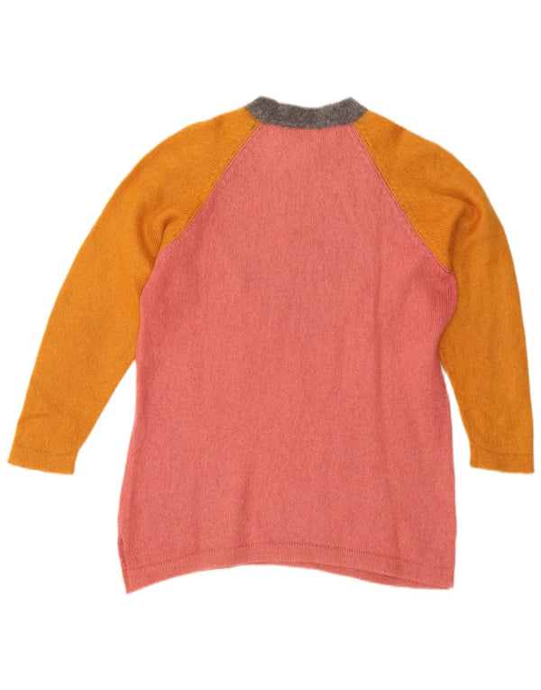 Vintage Womens Crew Neck Jumper Sweater IT 42 Medium Pink Colourblock