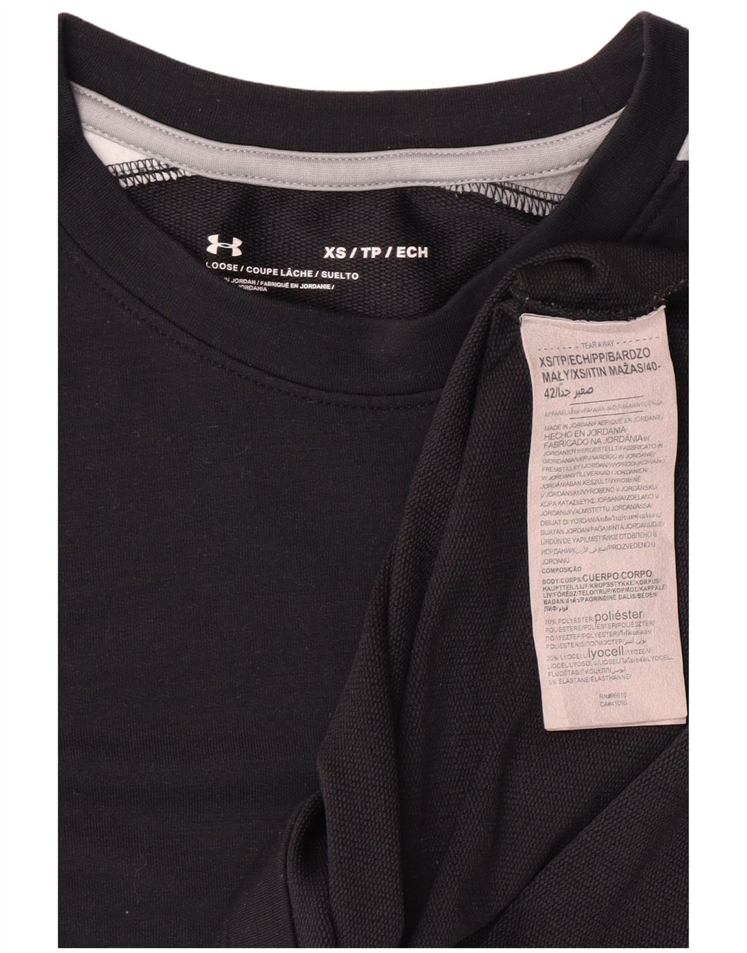 UNDER ARMOUR Damen Loose Fit Top Langarm UK 6 XS Schwarz Farbblock