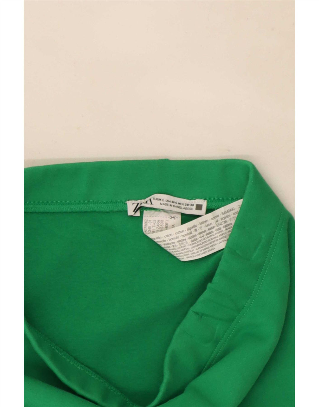 Zara Damen Midirock Medium W28 Grüne Baumwolle