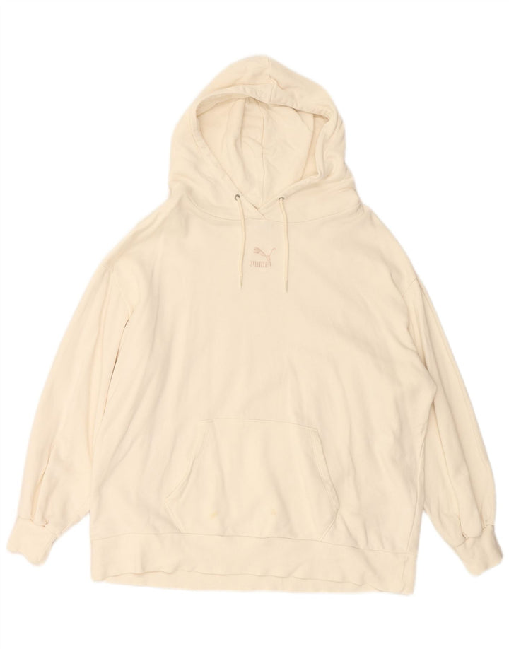 PUMA Damen Übergroßer Kapuzenpullover UK 14 Mittelweiße Baumwolle