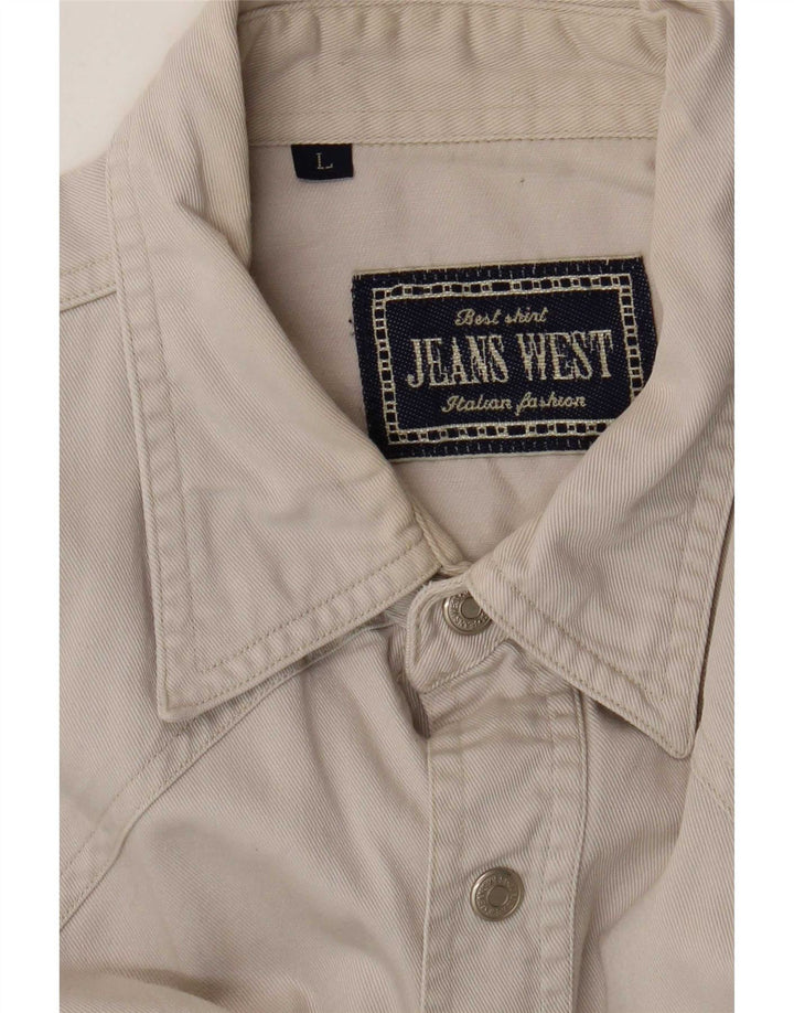 Vintage Herren Jeanshemd Groß Beige
