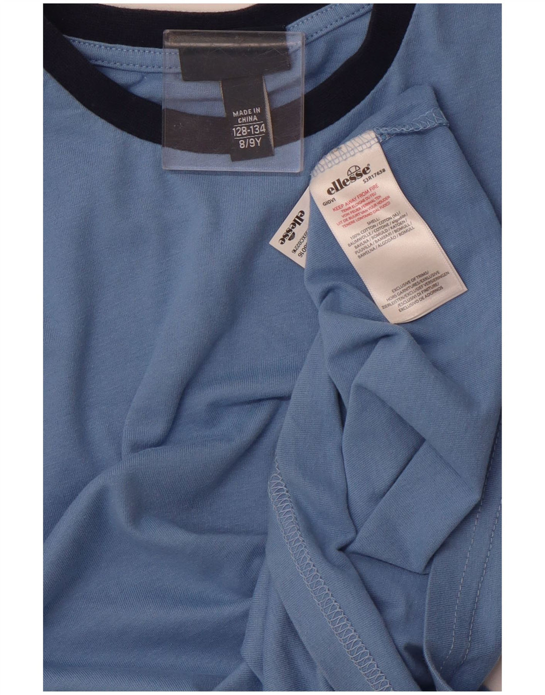 ELLESSE Grafik-T-Shirt-Oberteil für Jungen, 8–9 Jahre, blaue Baumwolle