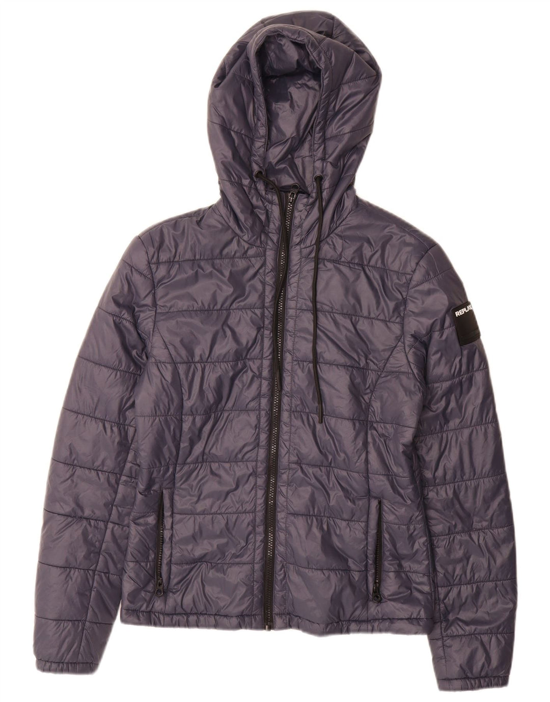 Replay Wattierte Damenjacke mit Kapuze, UK 12, mittelmarineblau, Polyamid