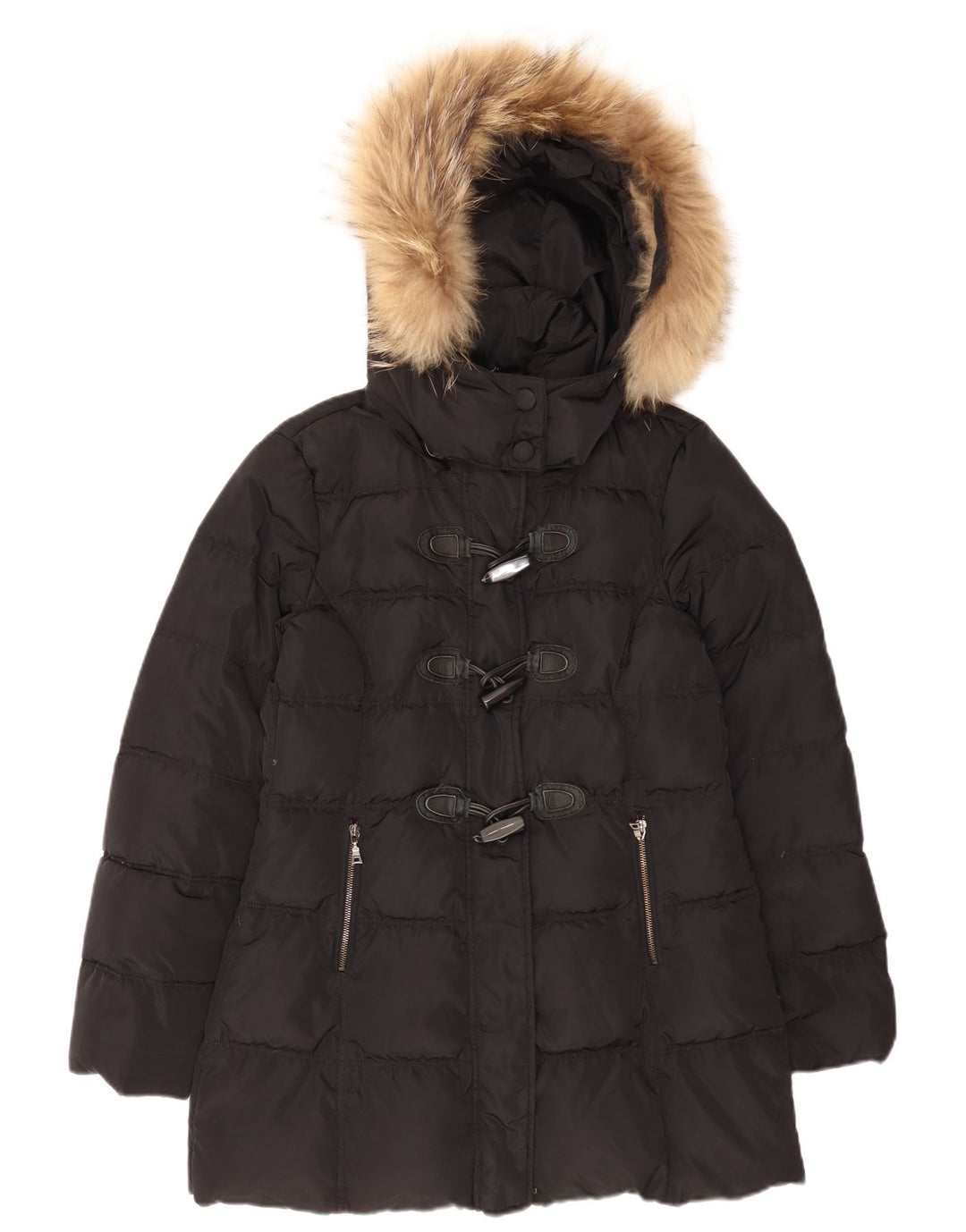 Marella Womens EMME Hooded Duffle Wattierter Mantel UK 12 Medium Schwarz Polyester