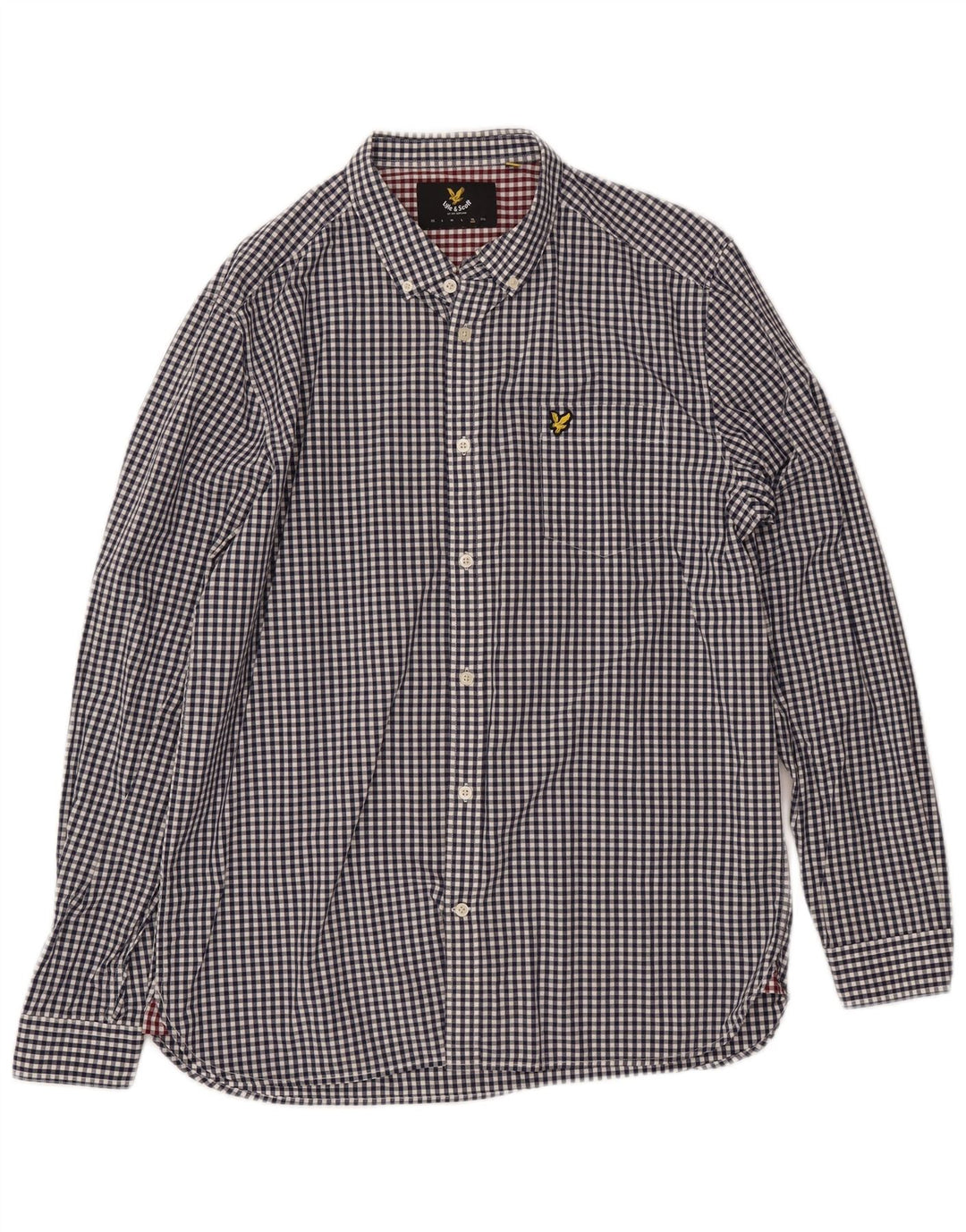 LYLE & SCOTT Herrenhemd XL, Marineblau, Gingham-Baumwolle