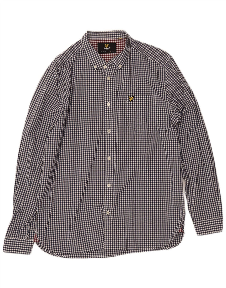 LYLE & SCOTT Herrenhemd XL, Marineblau, Gingham-Baumwolle