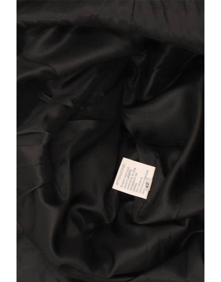 Vintage Damen Ledermantel IT 42 Medium Schwarz