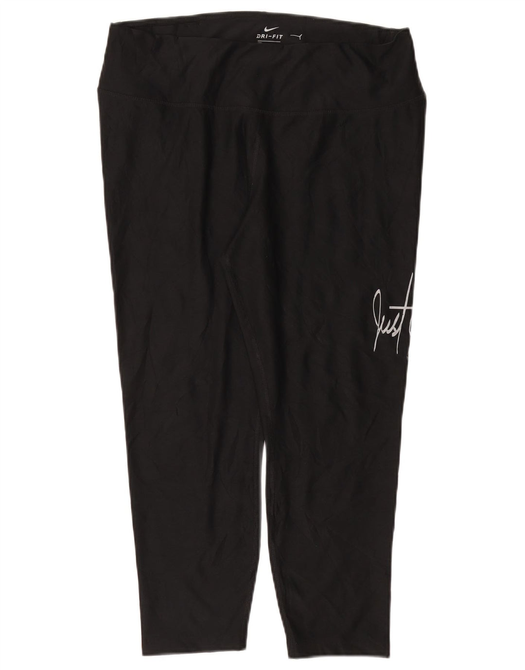 NIKE Womens Dri Fit Graphic Capri Leggings UK 18 XL Schwarz Polyester