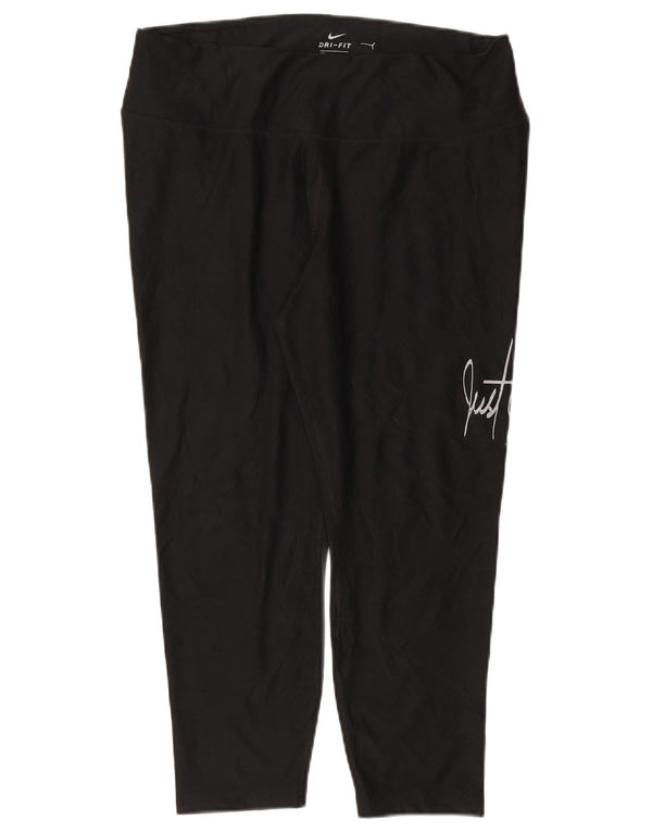 NIKE Womens Dri Fit Graphic Capri Leggings UK 18 XL Schwarz Polyester