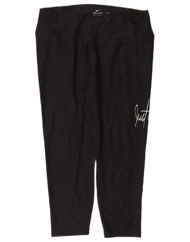 NIKE Womens Dri Fit Graphic Capri Leggings UK 18 XL Schwarz Polyester