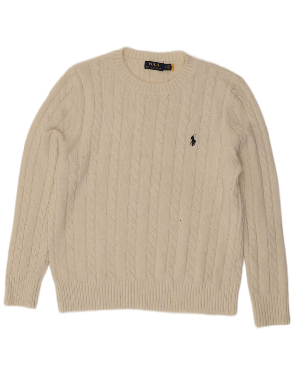 Polo Ralph Lauren Womens Crew Neck Jumper Sweater UK 18 XL White Wool