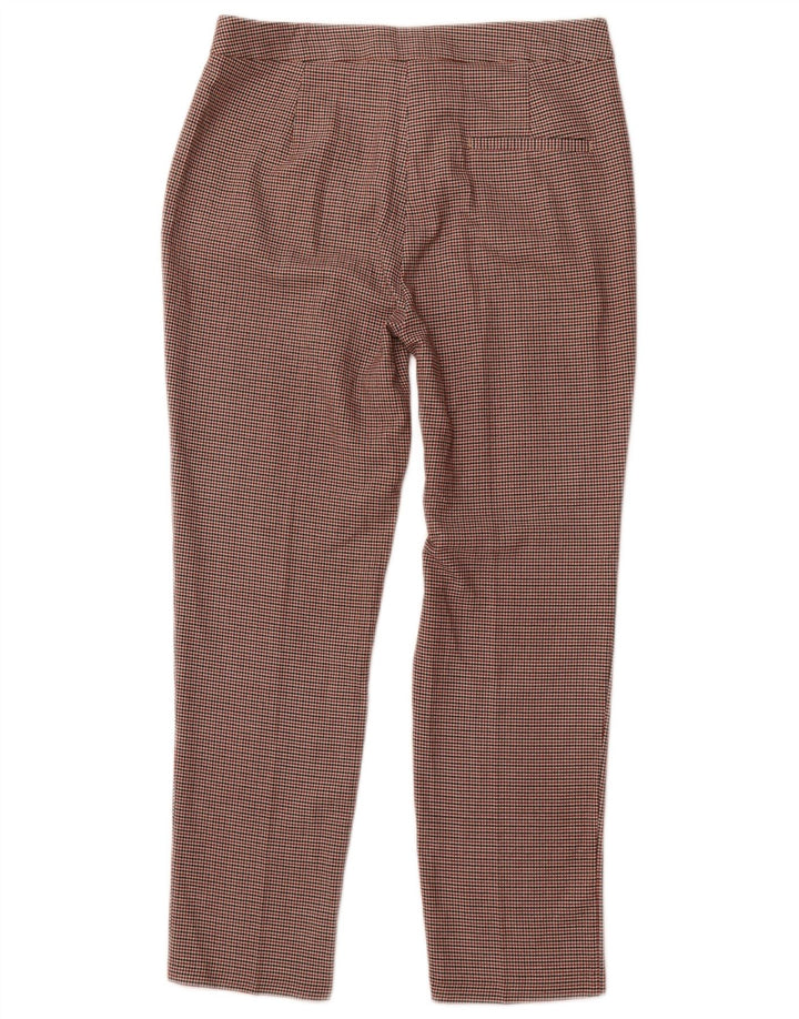 ZARA Womens Slim Chino Trousers Large W32 L27 Brown Houndstooth