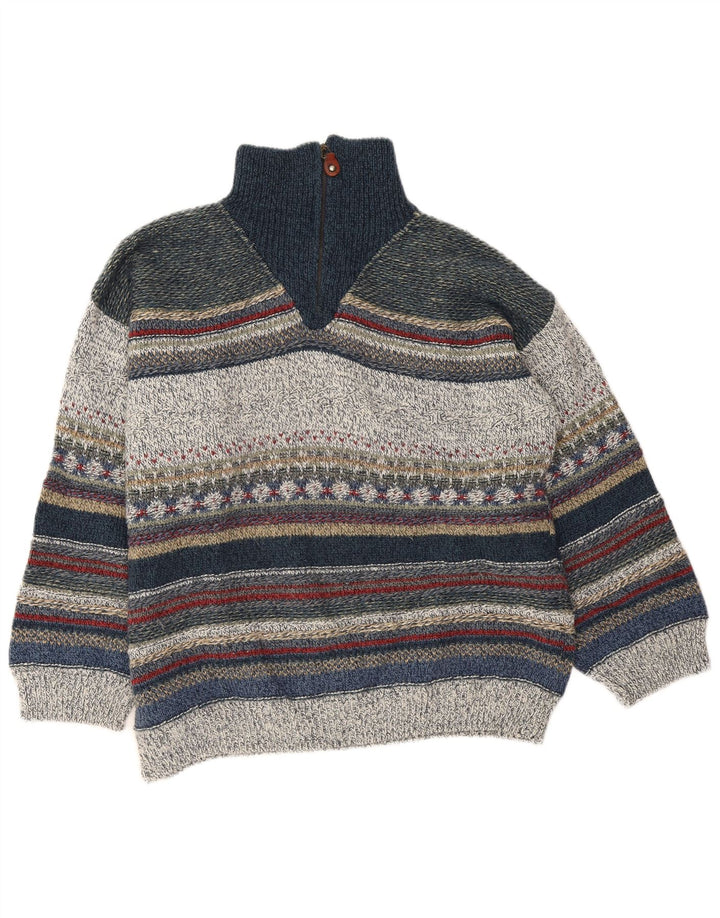 Angelo Litrico Herren-Pullover mit Reißverschluss am Hals, mittelgroß, mehrfarbig gestreift