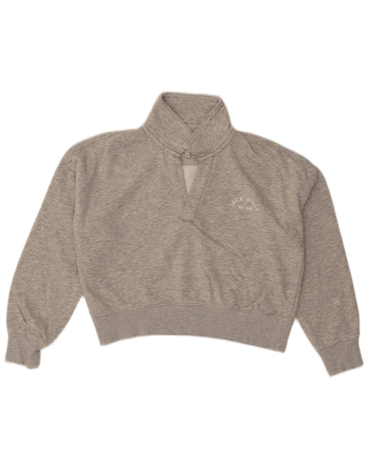 Jack Wills Crop-Oversize-Sweatshirt für Damen, Größe S, Gr. 8, Grau meliert