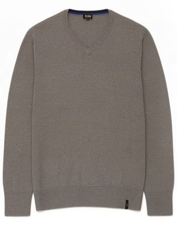 Lee Mens V-Neck Jumper Sweater Medium Grey Cotton