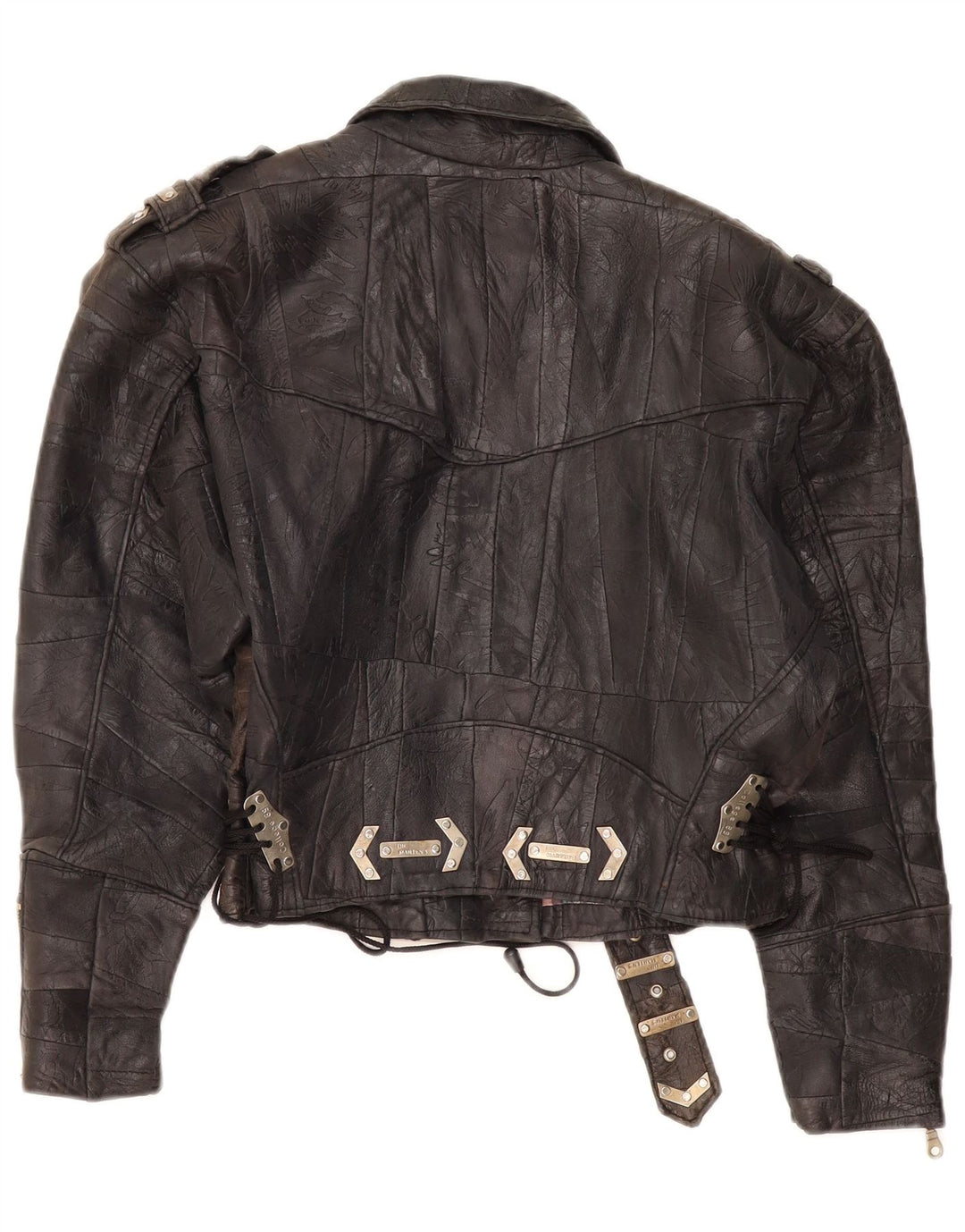 DR MARTENS Damen Crop Leder Bikerjacke UK 18 XL Braun Patchwork