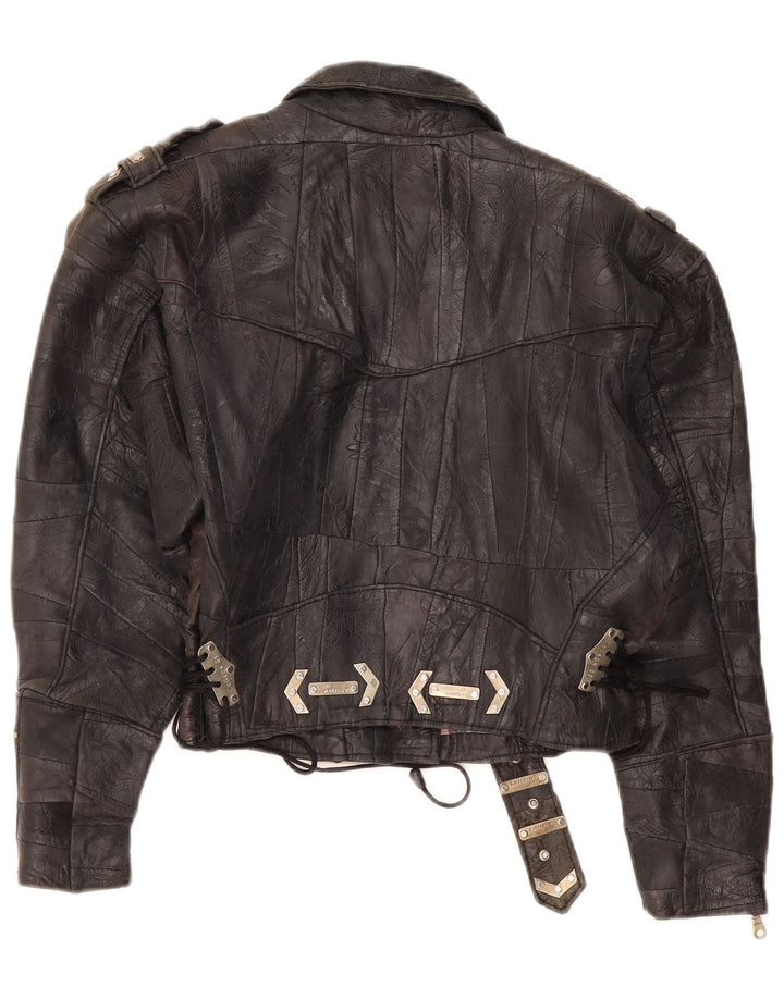 DR MARTENS Damen Crop Leder Bikerjacke UK 18 XL Braun Patchwork