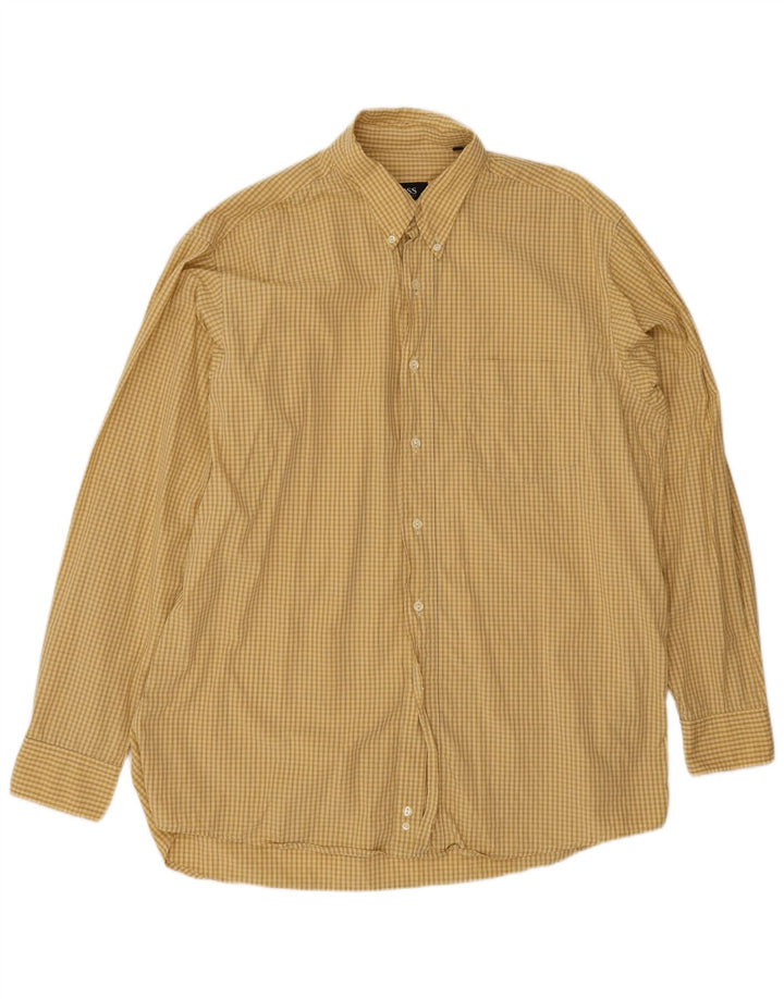 Hugo Boss Herrenhemd, groß, gelb kariert