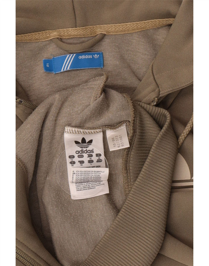 Adidas Damen Zip Hoodie Pullover UK 12 Medium Khaki Polyester